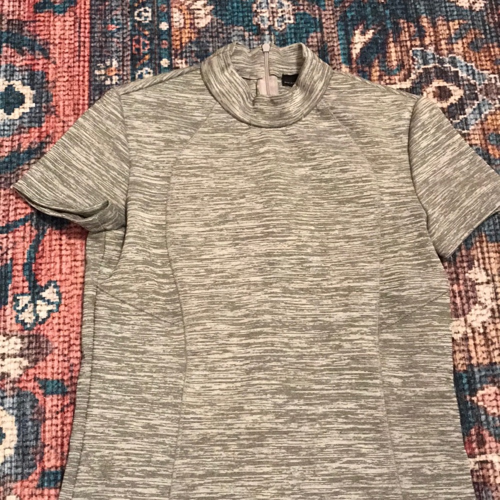 Zara fitted mockneck dress (feather gray)
